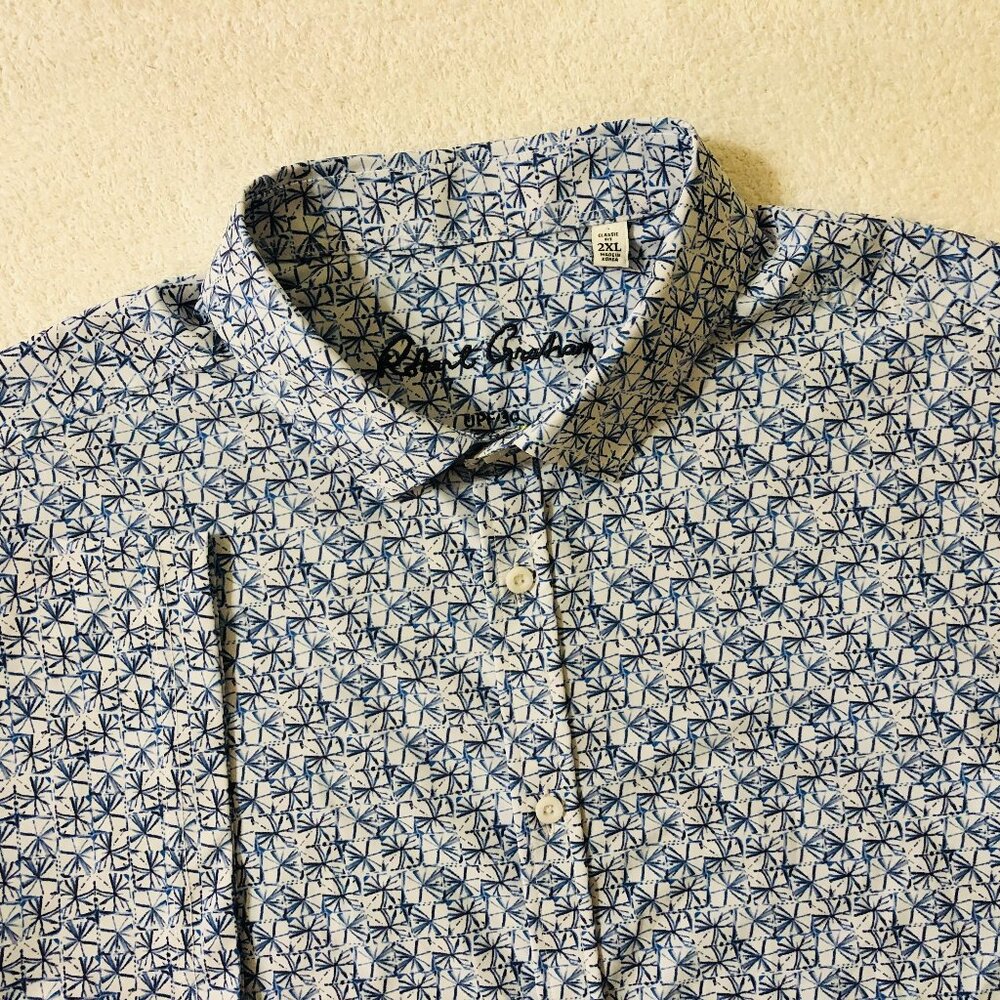 Robert Graham Men's 2XL Classic Fit Geometric Performance Button Up Shirt UPF 30